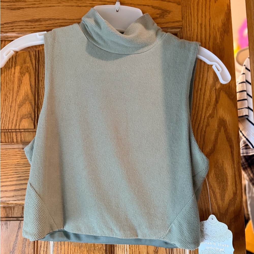 Altar’d State Mock Neck Cropped Top - Sage Green New with tags